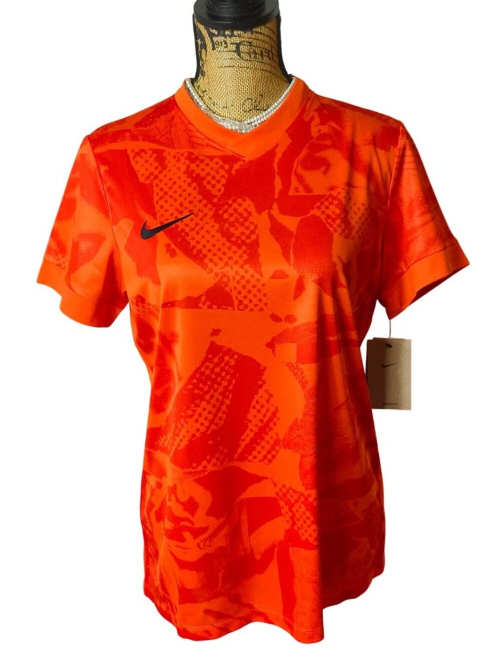 Nike Womens M Precision VII Jersey Soccer Orange Dri-Fit Short Sleeve Athletic